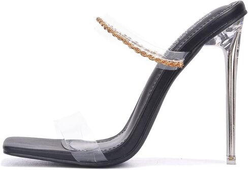 Cape Robbin Corinne Sexy Stiletto High Heels for Women, Transparent Square Open Toe Shoes Heels in Saudi Arabia