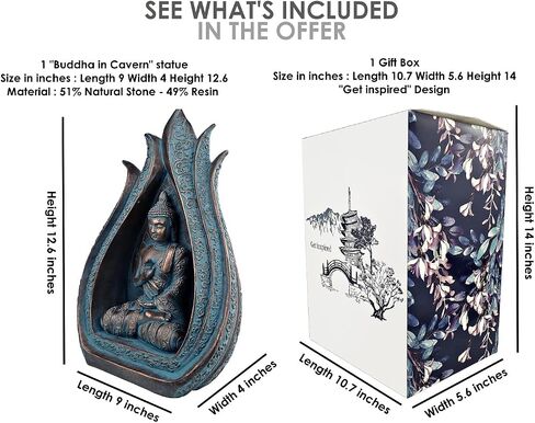 25DOL Buddha Statues for Home. 8.6" Buddha Statue. Collectibles and Figurines, Meditation Decor, Spiritual Living Room Decor, Yoga Zen Decor, Hindu and East Asian Décor in Saudi Arabia