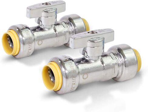 Pushlock UPSSP1212-2 1/4 صمام التوقف المستقيم لإيقاف المياه 1/2 دفع × 1/2 بوصة دفع كروم حزمة من 2 in Kuwait