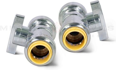 Pushlock UPSSP1212-2 1/4 صمام التوقف المستقيم لإيقاف المياه 1/2 دفع × 1/2 بوصة دفع كروم حزمة من 2 in Kuwait