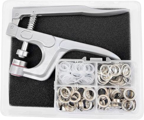 50Pcs 3/8 Inch Grommet with Pilers, Leather Hole Punch Pliers, Grommets Kit Metal Eyelets for Leather, Shoes, Fabric, Belts (50 Set Silver & Pliers) in Saudi Arabia