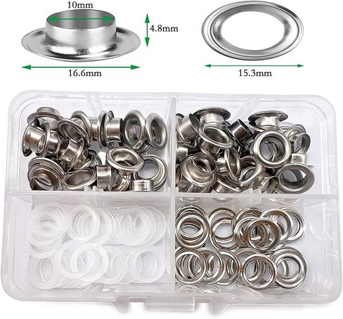 50Pcs 3/8 Inch Grommet with Pilers, Leather Hole Punch Pliers, Grommets Kit Metal Eyelets for Leather, Shoes, Fabric, Belts (50 Set Silver & Pliers) in Saudi Arabia