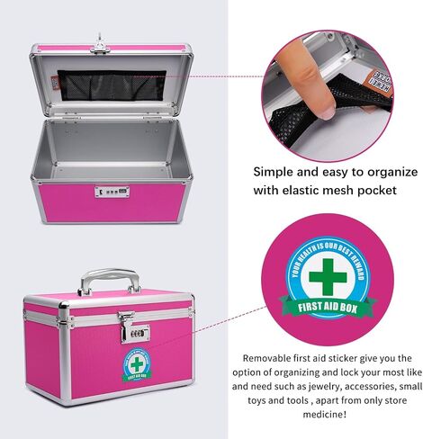 Locking Medicine Box with Portable Storage Case, 10.2''x 6.8''x 6.8'', Childproof Medication Lock Organizer, Lockable Box for Money, Documents & Meds (Brown/Small) in Saudi Arabia