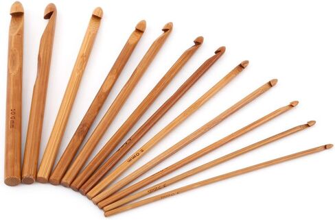Bamboo Crochet Hooks, 20 Pcs Bamboo Hook Needles Kit with 8 Pcs 1.0mm-2.75mm Bamboo Flat Crochet Hooks 12 Pcs 3.0mm-10mm Rounded Crochet Hooks and Carry Case in Saudi Arabia