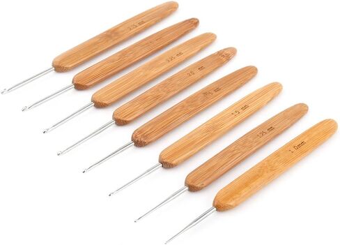 Bamboo Crochet Hooks, 20 Pcs Bamboo Hook Needles Kit with 8 Pcs 1.0mm-2.75mm Bamboo Flat Crochet Hooks 12 Pcs 3.0mm-10mm Rounded Crochet Hooks and Carry Case in Saudi Arabia