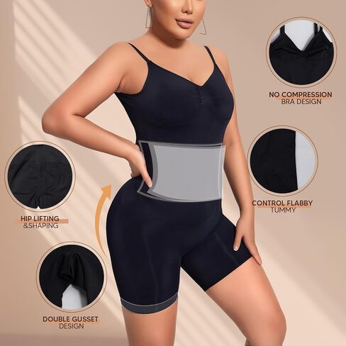 بدلة للجسم بدون ظهر للنساء للتحكم في البطن، ملابس داخلية منخفضة الظهر مفتوحة من الخلف، قمصان مثيرة بدون خياطة باللون الأسود in Kuwait
