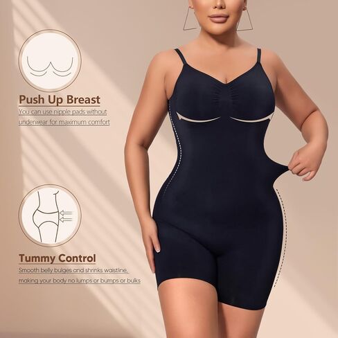 بدلة للجسم بدون ظهر للنساء للتحكم في البطن، ملابس داخلية منخفضة الظهر مفتوحة من الخلف، قمصان مثيرة بدون خياطة باللون الأسود in Kuwait