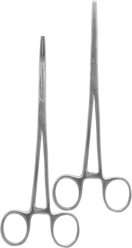 2-Piece Curved & Straight 10" Hemostat Set - Stainless Steel Locking Tweezer Clamps - Ideal Hemostats for Nurses, Fishing Forceps, Crafts and Hobby in Kuwait