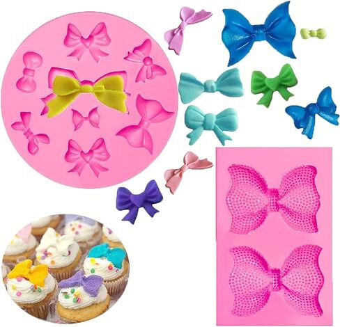 2 جهاز كمبيوتر شخصى القوس موضوع قوالب السيليكون مجموعة DIY بها بنفسك Bowknot فندان الحلوى صنع قالب الشوكولاتة الحلويات آيس كيوب العلكة الطين الصابون البسكويت الجص الراتنج حفلة عيد ميلاد كب كيك توبر كعكة ديكور قوالب in Kuwait