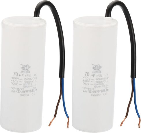 PATIKIL CBB60 55uf Running Capacitor,2Pcs AC 450V 2 Wires 50/60Hz Cylinder 105x48mm for Water Pumps, Washing Machines Motor Start in Kuwait