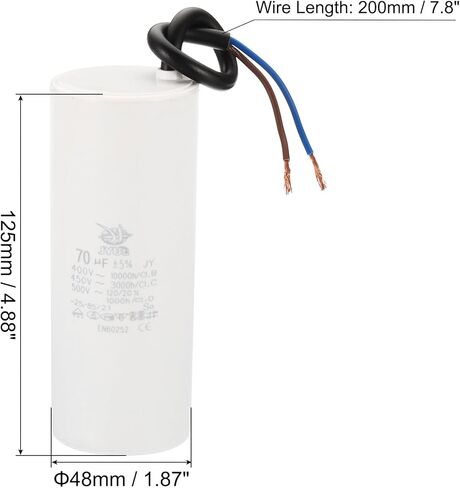 PATIKIL CBB60 55uf Running Capacitor,2Pcs AC 450V 2 Wires 50/60Hz Cylinder 105x48mm for Water Pumps, Washing Machines Motor Start in Kuwait