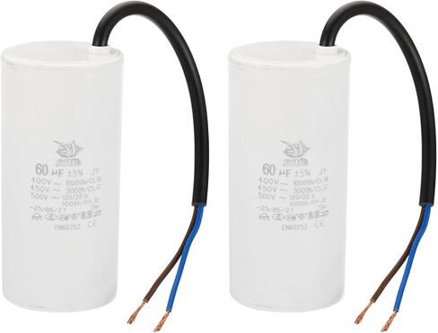 PATIKIL CBB60 55uf Running Capacitor,2Pcs AC 450V 2 Wires 50/60Hz Cylinder 105x48mm for Water Pumps, Washing Machines Motor Start in Kuwait
