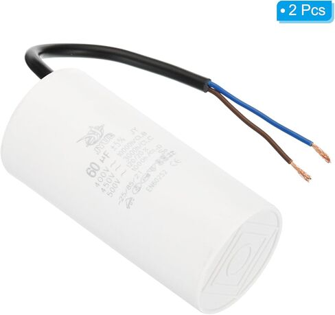 PATIKIL CBB60 55uf Running Capacitor,2Pcs AC 450V 2 Wires 50/60Hz Cylinder 105x48mm for Water Pumps, Washing Machines Motor Start in Kuwait