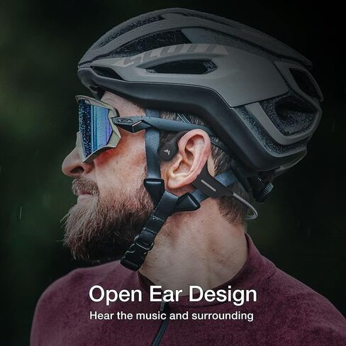 MOING Wireless Bone Conduction Headphones, Open Ear Sports Bluetooth Headset with Reflective Strips, Built-in Mic and IP56 Waterproof Certified for Workouts, Night Running, Cycling, Black (DG08) in Saudi Arabia