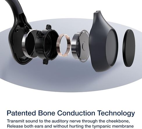 MOING Wireless Bone Conduction Headphones, Open Ear Sports Bluetooth Headset with Reflective Strips, Built-in Mic and IP56 Waterproof Certified for Workouts, Night Running, Cycling, Black (DG08) in Saudi Arabia
