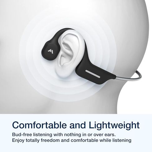 MOING Wireless Bone Conduction Headphones, Open Ear Sports Bluetooth Headset with Reflective Strips, Built-in Mic and IP56 Waterproof Certified for Workouts, Night Running, Cycling, Black (DG08) in Saudi Arabia