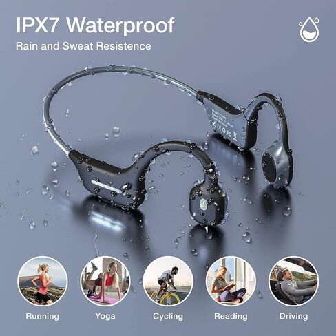 MOING Wireless Bone Conduction Headphones, Open Ear Sports Bluetooth Headset with Reflective Strips, Built-in Mic and IP56 Waterproof Certified for Workouts, Night Running, Cycling, Black (DG08) in Saudi Arabia
