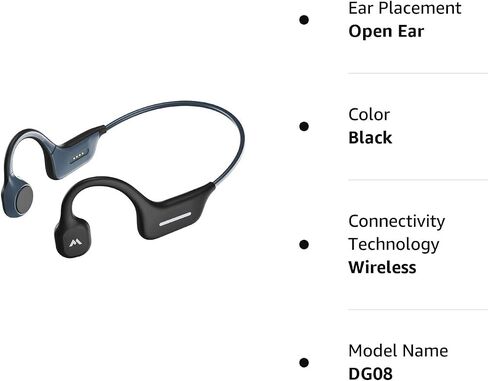 MOING Wireless Bone Conduction Headphones, Open Ear Sports Bluetooth Headset with Reflective Strips, Built-in Mic and IP56 Waterproof Certified for Workouts, Night Running, Cycling, Black (DG08) in Saudi Arabia