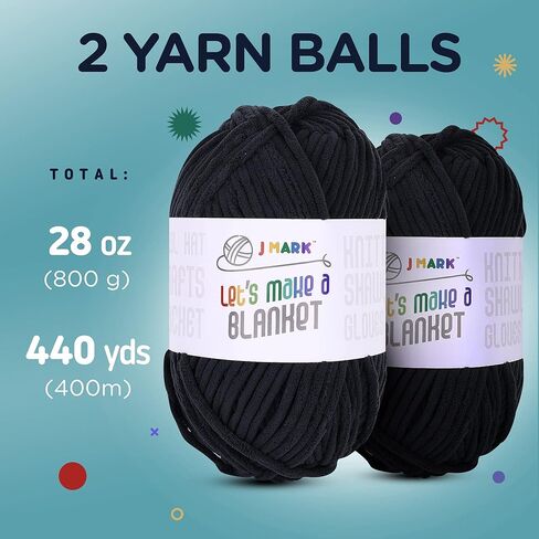 خيوط بطانية مكتنزة للحياكة من جي مارك، 437 ياردة. 28 أونصة. (800 جم) & كروشيه، كرات غزل سميكة، إبرة حياكة دائرية، خطافات كروشيه، شريط قياس، مقص، دبابيس، إبر معدنية غير حادة، دليل الاستخدام in Kuwait