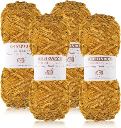 4 * 3.5oz/100g Chenille Yarn for Crocheting, Velvet Yarn for Crocheting Blankets, Size 6 Soft Plush Fluffy Yarn for Hand Knitting, Clothes, Pattern Knitting Creations in Saudi Arabia