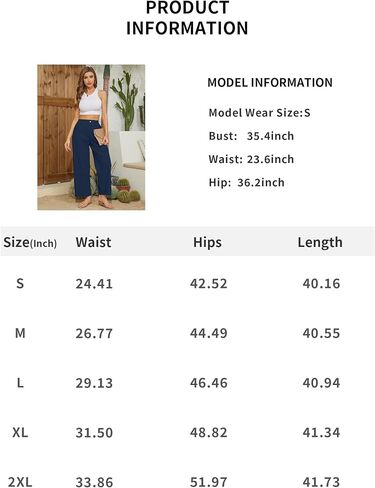 TBA Wide Leg Pants for Women Lightweight Cotton Straight Trousers with Pockets Elastic High Waist Button Lounge Pants in Saudi Arabia