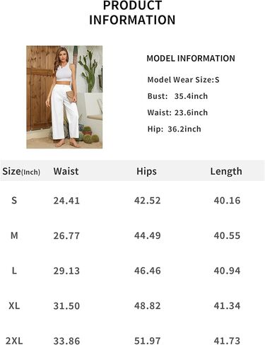 TBA Wide Leg Pants for Women Lightweight Cotton Straight Trousers with Pockets Elastic High Waist Button Lounge Pants in Saudi Arabia