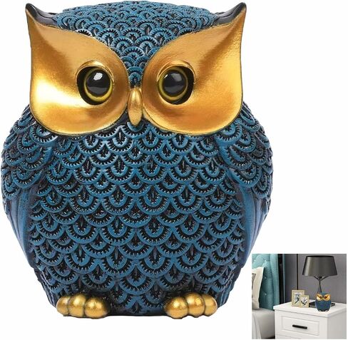 Owl Figurines Home Decor, Owl Decorations for Home, Owl Decor Home Décor Accents for Home, Office, Shelf - Owl Gifts for Women, Cute Owl Statue (Blue) in Saudi Arabia