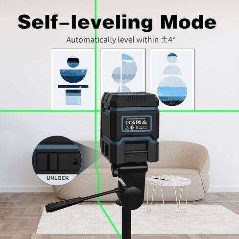 مستوى الليزر ذاتي التسوية من باويهر، مستوى ليزر أخضر متقاطع بطول 100 قدم مع تعديل السطوع، وضع التسوية الذاتية اليدوية IP54 مقاوم للماء والبطارية متضمنة in Kuwait