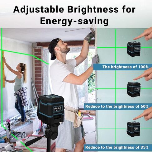 مستوى الليزر ذاتي التسوية من باويهر، مستوى ليزر أخضر متقاطع بطول 100 قدم مع تعديل السطوع، وضع التسوية الذاتية اليدوية IP54 مقاوم للماء والبطارية متضمنة in Kuwait