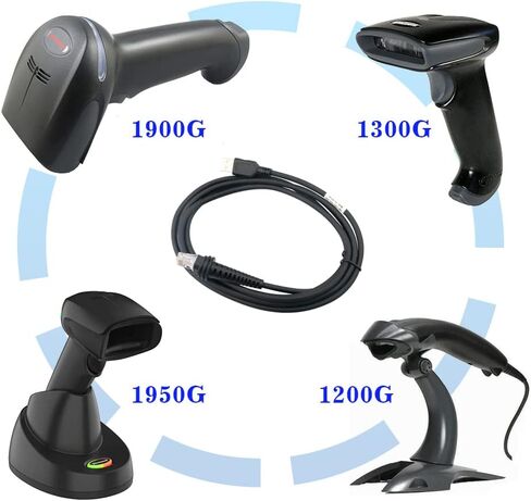 USB Barcode Scanner Cable, 2 Meters Straight RJ45 to USB Port Scanner Cord for Honeywell 1990iXR 1470g 1200G 1500G Barcode Scanner (2M / 6FT Flatted USB Port) in Kuwait