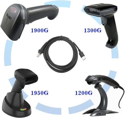 USB Barcode Scanner Cable, 2 Meters Straight RJ45 to USB Port Scanner Cord for Honeywell 1990iXR 1470g 1200G 1500G Barcode Scanner (2M / 6FT Flatted USB Port) in Kuwait