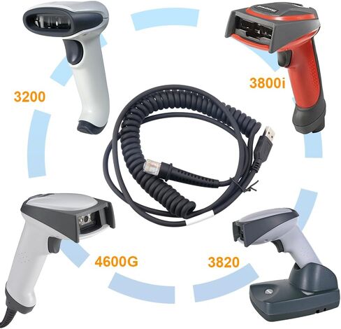 ملحقات ماسح الباركود RJ45 إلى كابل USB متوافق مع قارئ الباركود هانيويل 3800G 3820 3200 3900i 4600Q 4800P 6300dpm موديل (منفذ USB مسطح 2M / 6FT) in Saudi Arabia