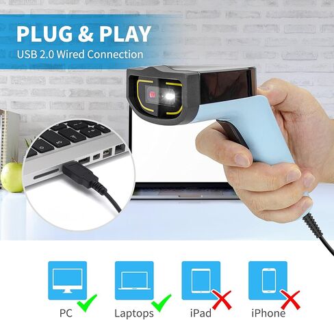 NETUM السلكية 2D QR الباركود الماسح الضوئي المحمولة التلقائي قارئ الباركود / تصوير (QR، PDF417، GS1 مصفوفة البيانات) مع كابل USB DS7100 in Kuwait