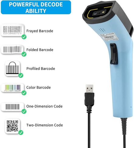 NETUM السلكية 2D QR الباركود الماسح الضوئي المحمولة التلقائي قارئ الباركود / تصوير (QR، PDF417، GS1 مصفوفة البيانات) مع كابل USB DS7100 in Kuwait