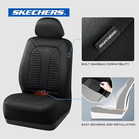 Skechers Memory Foam™ Car Seat Cover Full Sets, Hexcomb Breathable Thick Seat Covers, Airbag Compatible, Automotive Comfort & Protection for Most Cars,Van,Trucks, SUVs (Green,Full Set) in Kuwait