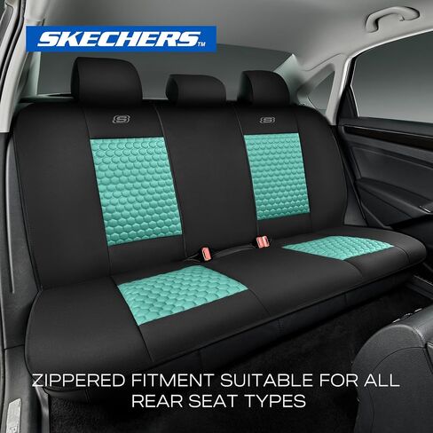 Skechers Memory Foam™ Car Seat Cover Full Sets, Hexcomb Breathable Thick Seat Covers, Airbag Compatible, Automotive Comfort & Protection for Most Cars,Van,Trucks, SUVs (Green,Full Set) in Kuwait