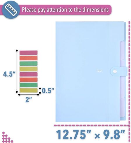 Mr. Pen Expanding File Folder, 2 Pack, A4/Letter Size, Polypropylene Material, 12.75 x 9.8 in, 5 Expandable Pockets, Colorful Tabs in Saudi Arabia