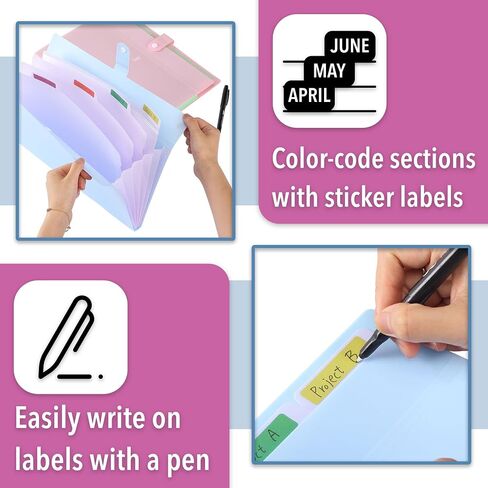Mr. Pen Expanding File Folder, 2 Pack, A4/Letter Size, Polypropylene Material, 12.75 x 9.8 in, 5 Expandable Pockets, Colorful Tabs in Saudi Arabia