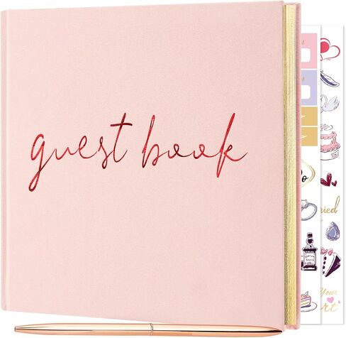 Wedding Guest Book, Registry Sign - in Book for Wedding Reception, Elegant Wedding Or Baby Shower Guest Book, 100 Pages Guestbook for Special Events with Sticker and Pen - Beige in Saudi Arabia