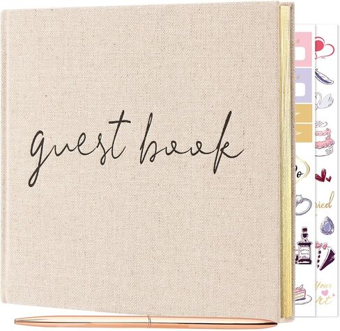 Wedding Guest Book, Registry Sign - in Book for Wedding Reception, Elegant Wedding Or Baby Shower Guest Book, 100 Pages Guestbook for Special Events with Sticker and Pen - Beige in Saudi Arabia