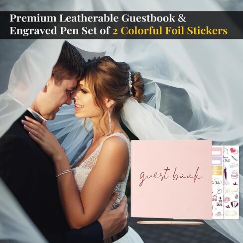 Wedding Guest Book, Registry Sign - in Book for Wedding Reception, Elegant Wedding Or Baby Shower Guest Book, 100 Pages Guestbook for Special Events with Sticker and Pen - Beige in Saudi Arabia