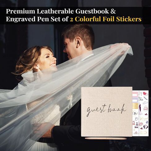 Wedding Guest Book, Registry Sign - in Book for Wedding Reception, Elegant Wedding Or Baby Shower Guest Book, 100 Pages Guestbook for Special Events with Sticker and Pen - Beige in Saudi Arabia