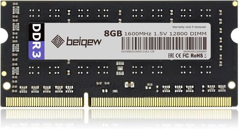 DDR3 Ram 8GB 1600MHz PC3-12800 CL11 1.5V Beiqew Notebook Computer Desktop SODIMM Memory 204-Pin Non-ECC Unbuffered Upgrade Memory Module in Saudi Arabia