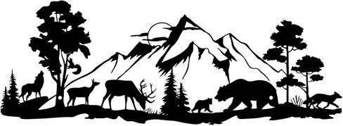 ESTART Mountain Forest Metal Wall Decor Deer Bear Metal Wall Art Woodland Rustic Animal Hunting Decor for Living Room Bedroom Bathroom Cabin Wall Decoration, 15.7 x 5.7 Inch in Saudi Arabia