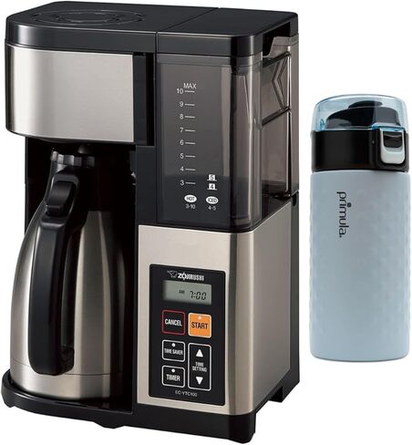 Zojirushi EC-YTC100XB ماكينة صنع القهوة 10 أكواب (ستانلس ستيل، أسود) مع كوب مزدوج الجدار من الفولاذ المقاوم للصدأ سعة 12 أونصة (عنصران) in Kuwait