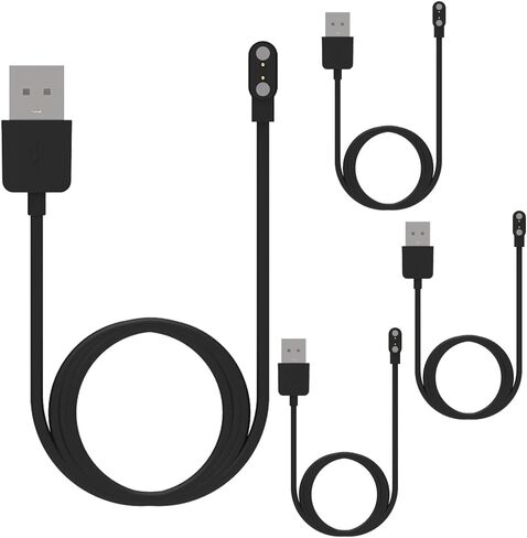 4 Pcs Black Chargers Smartwatch Accessories Compatible with Da Fit Smart Watch Charger, Replacement USB Charger Cable 3.3 Ft Charging Cord for Smart Watch with Da Fit App Smartwatch Cables in Saudi Arabia