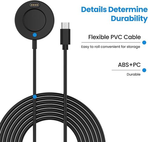 Type-C Charger Compatible with Garmin Forerunner 965/955/ 945/255/265/165/55 Charging Stand 3.3ft USB Portable Replacement Charging Station Cord for Forerunner 965 Charger Watch Accessories (Black*2) in Saudi Arabia