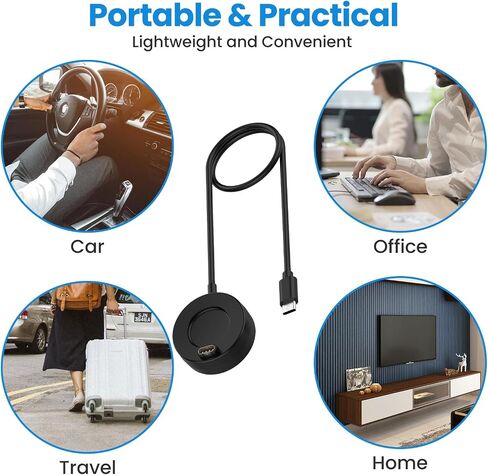 Type-C Charger Compatible with Garmin Forerunner 965/955/ 945/255/265/165/55 Charging Stand 3.3ft USB Portable Replacement Charging Station Cord for Forerunner 965 Charger Watch Accessories (Black*2) in Saudi Arabia