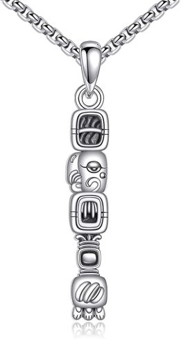 YFN Mayan Necklace Sterling Silver Aztec Mayan Calendar Pendant Religious Jewelry Mayan Gifts for Women Men in Saudi Arabia