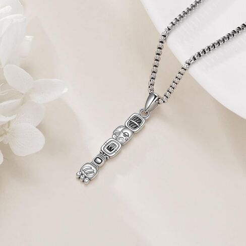 YFN Mayan Necklace Sterling Silver Aztec Mayan Calendar Pendant Religious Jewelry Mayan Gifts for Women Men in Saudi Arabia